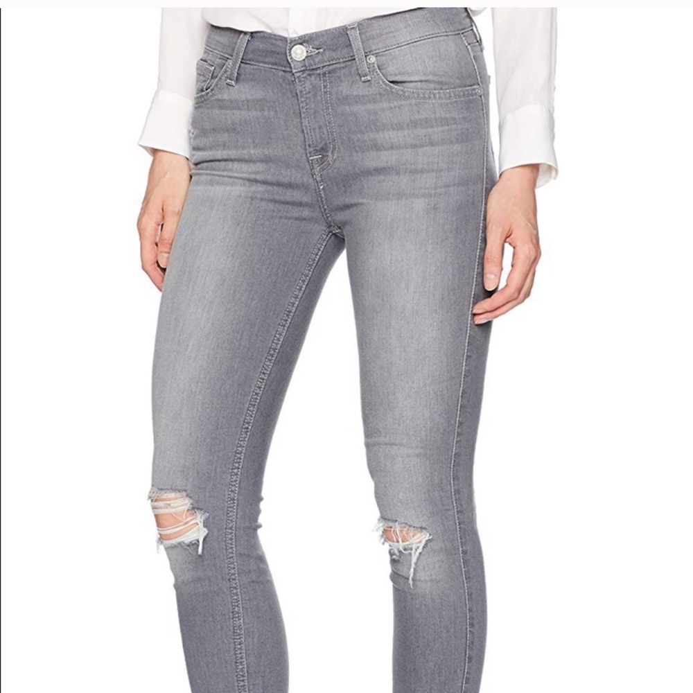 7 For All ManKind High Waist Stretch Gray Jeans